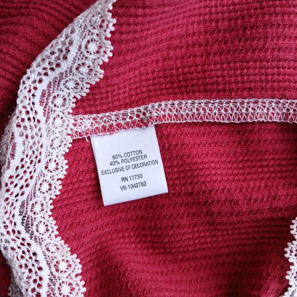 Mossimo Red Ribbed Cami Tank Top w/ White Lace Trim Girls Large long line - Picture 4 of 9